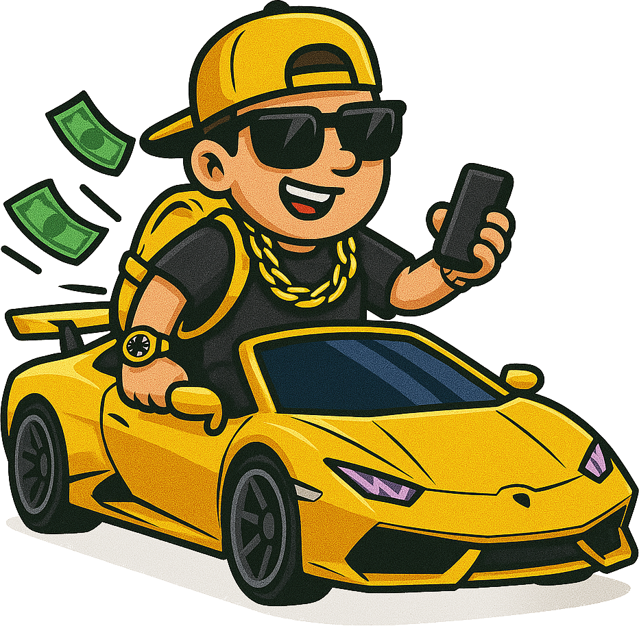 Crypto success lifestyle - luxury car and wealth